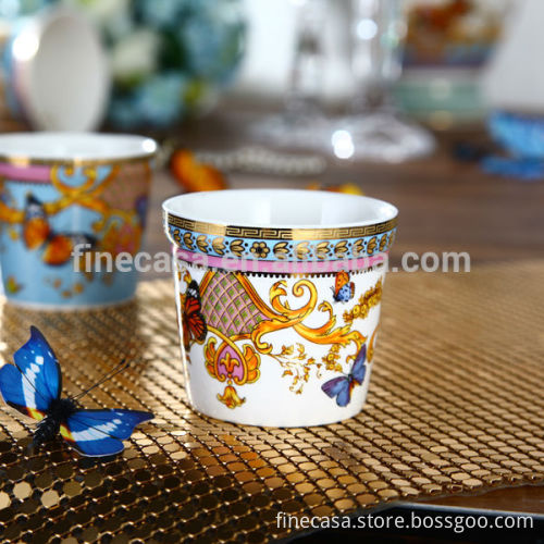 Luxury Fine New Bone China Gold Plated Small antique ceramic flower pots